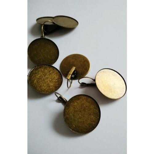 500pcs Fit 25mm Cameo Glass Cabochon Antique Bronze Bezel French Lever Blank Back Earring Base For DIY Jewellry Findings CFS161