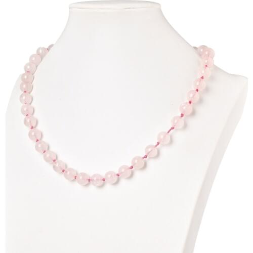 Lovely Pink Crystal Quartz 10mm Size For Handmade Knotted Chain Necklace for Girls Female 19inch Wholesale H437