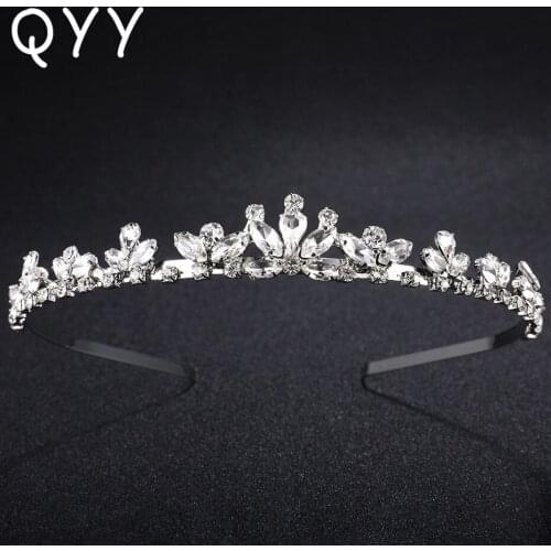 Charms Rhinestone Tiara Bridal Headband Hair Accessories Jewelry Wedding Crown for Bride Handmade Ladies Handband Party