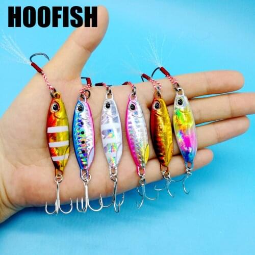 HOOFISH 12PCS/LOT Metal Long Casting Jigging Lure 10g/15g/20g/30g/40g Sea Bass Fishing Lure Artificial Bait Tackle