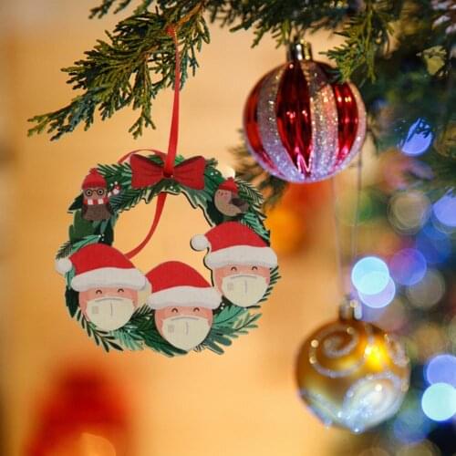 Eye-catching Wood Multi-color Print Christmas Tree Pendant for Home