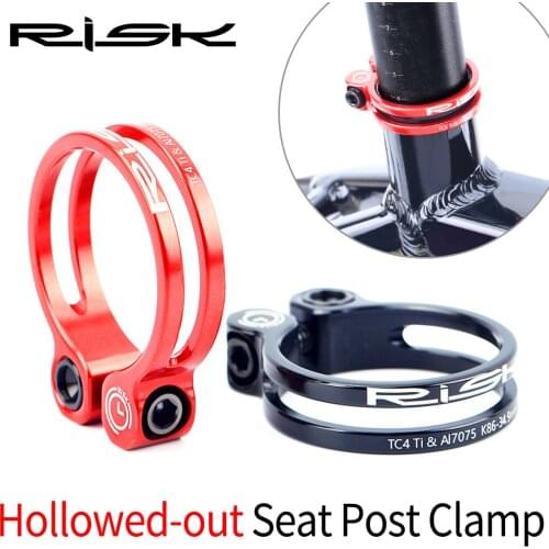 Risk K86 31.8mm / 34.9mm Aluminum Alloy Seatpost Clamp Mountain Road Bike Bicycle Seat Post Tube Collar Clip with Titanium Bolt