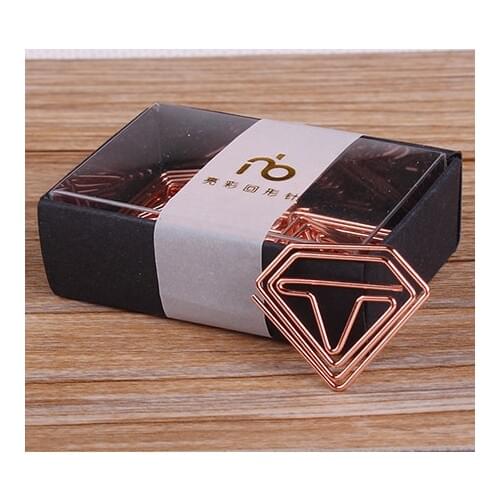 Rose Gold diamond Metal Color Clip Creative Lovely Bookmark Korean Version Shool Metal Clips Paper Bookmark Accessories Office