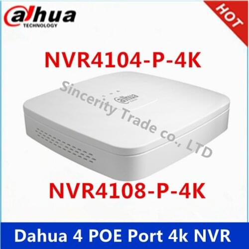 Dahua 4k NVR4104-P-4K NVR4108-P-4K 4 Ch 8 Ch Smart Mini 1U 4 PoE Ports HDMI Network Video Recorder 1 VGA/1 HDMI 4k NVR