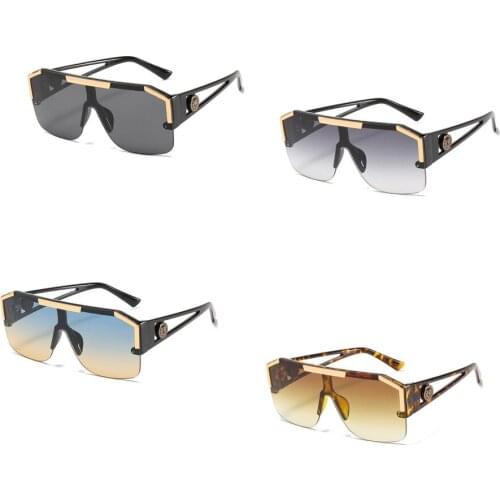 Fashion Big Square Sunglasses Men Style Gradient Trendy Driving Retro Brand Design Sun Glasses UV400 Wholesale Big Frame Rimless