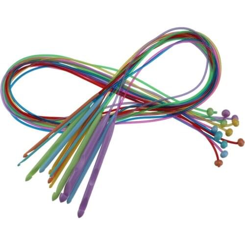 12 pcs/set Knitting Tools Sweater Needle ABS Plastic Wool Needle Loop Needle Lengthened Beaded Crochet Needle