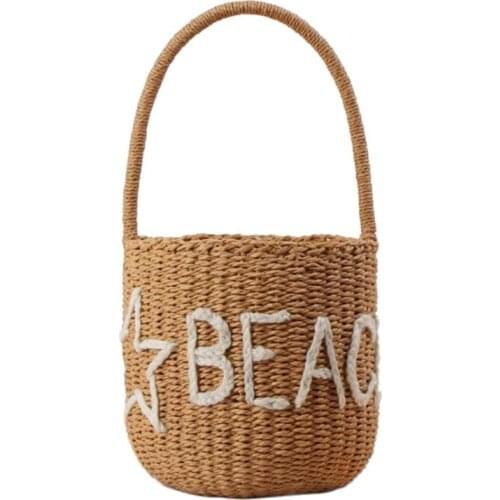 2020 handmade bucket shoulder bags straw beach holiday bags letters travel bags summer tote for girls drop shipping MN971