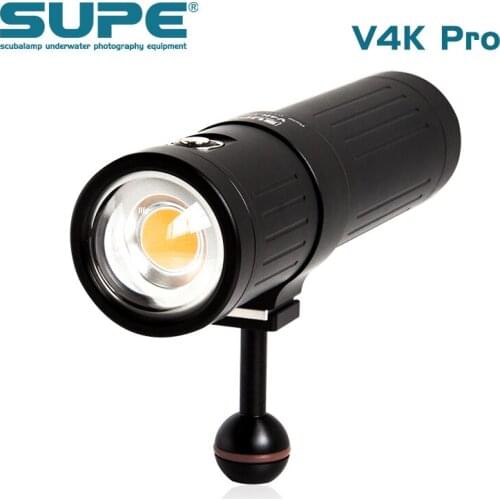 SUPE Scubalamp V4K PRO 7600 Lum Underwater Photo Video Light Scuba Diving Light Search Light Beam Angle 120 High-Mid-Low Dimming