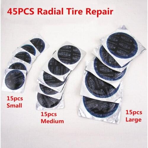 Three models Universal Tire Repair Rubber Patch Tool 45Pcs/Set Round Shape Car Motorcycle Tyre Repair Cold Patch Tire Accessorie