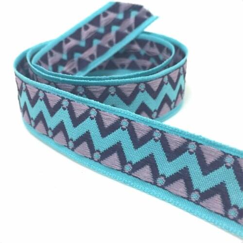 ZERZEEMOOY 18MM 10YARD/LOTS 100% polyester Zakka Handmade blue geometry Woven Jacquard Ribbon dog chain accessories QDJ16111908