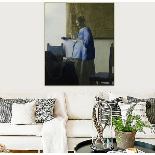 Citon Johannes Vermeer《Woman Reading a Letter》Canvas Oil Painting Artwork Picture Poster Painting Wall Decor Home Decoration