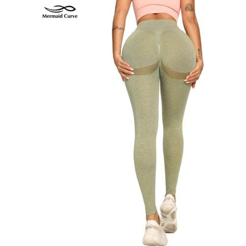 Mermaid Curve Power Series Fitness Leggings Seamless Push Up Gym Womens Clothing V shape High Waist Leggings Workout Pants