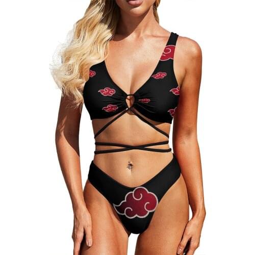 Women 2021 Exotic Anime Comic Bikinis Akatsuki Uzumaki Uchiha Akatsuki Uzumaki Uchiha Womens Swimsuit Waist Binding 2 Piece Wom