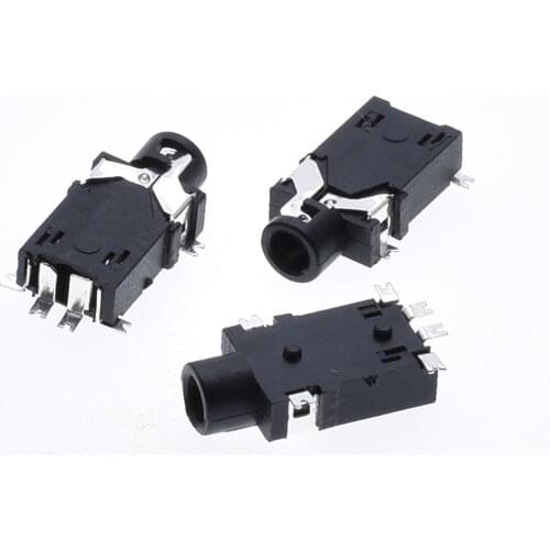10Pcs PCB Mount 2.5mm 4 Pole DIP Audio Jack Connector high-quality PJ-227 Headphones Jack Socket six-Leg thermostability