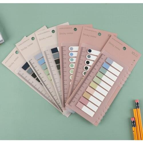 200pcs PET Binder Morandi Color Convenient Paste Can Tear Stationery Index Sticker Paper N Times Paste Memo Sheets