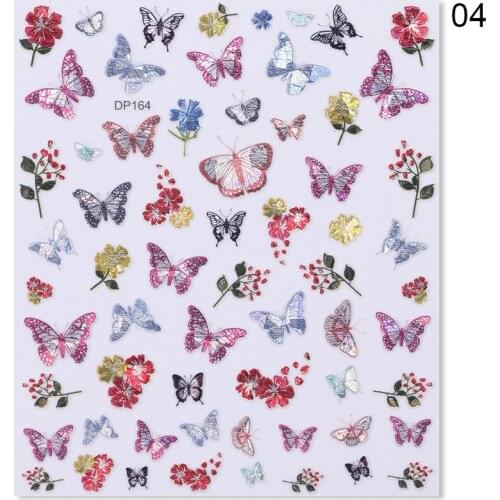 3D Laser Holographic Butterfly Designs Nail Sticker Sparkly DIY Decal for Manicure Nail decals Art Watermark Manicure Decor