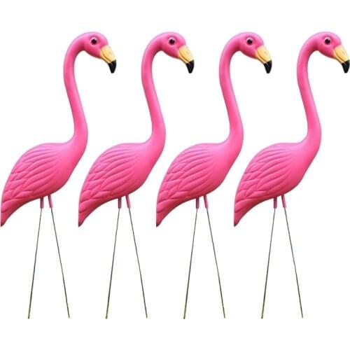 4 Pack Large Flamingo Garden Stakes Plastic Bird Statues Yard Decor for Outdoor Lawn Decoration, Pink