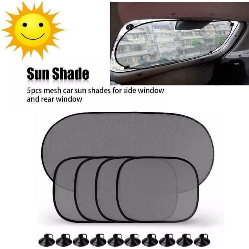 5pcs Car Side Rear Window Screen Sunshade Windshield UV Protection Mesh Cover Sun Visor Dust Protector Heat Sun Shades