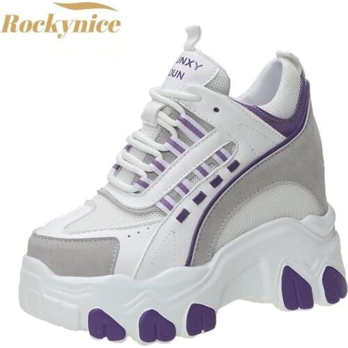 Platform Women Ankle Boots Autumn Stylish Thick Sole Casual Boots 9CM Breathable Mesh Walking Shoes Woman Sneakers Zapatos Mujer