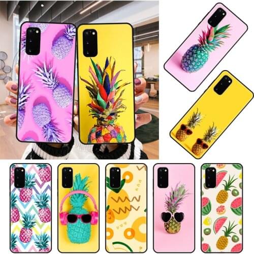Phone Case For SamSung Galaxy S10 S20 S9 S7 S8 S6 Plus Edge E Lite Ultra Black Cover Funda Luxury Fashion Beautiful Pineapple