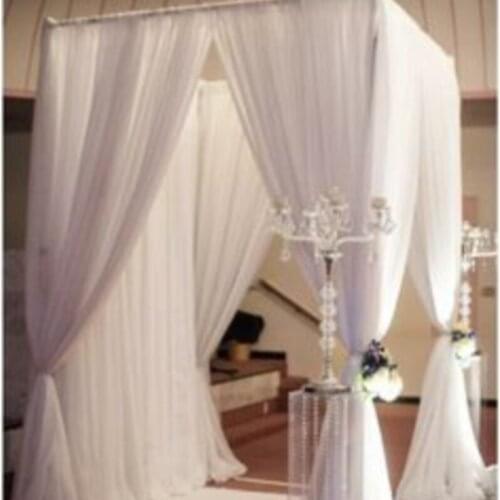 Hot Sale 3Mx3Mx3M pure white square canopy drape/chuppah/arbor drape with swag for wedding decoration,Including Drape and Stand