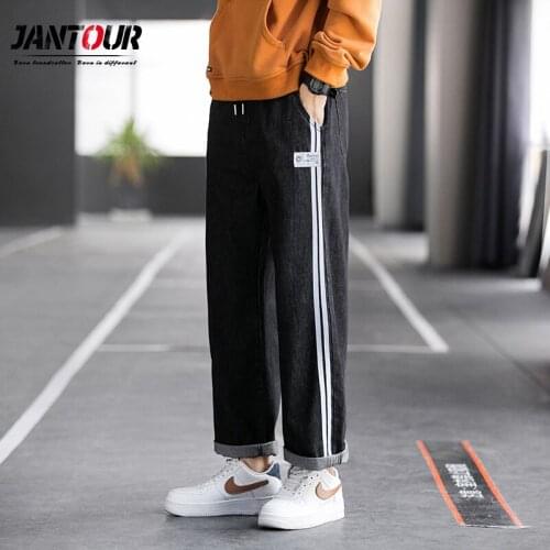 Jantour Mens Streetwear Jeans 2021 New Denim Harem Pants Men Spring Striped Classic Style Straight Trousers Male 8 Model XXXL
