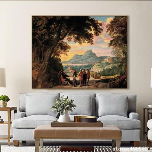 Cotton no frame classical figures tree landscape canvas printings oil painting printed on cotton wall art decoration pictures