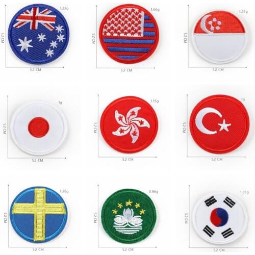 Creative National Flag of the World Embroidered Patches Iron on Clothes Diy Garment Stickers Appliques Accessories Canada Badge
