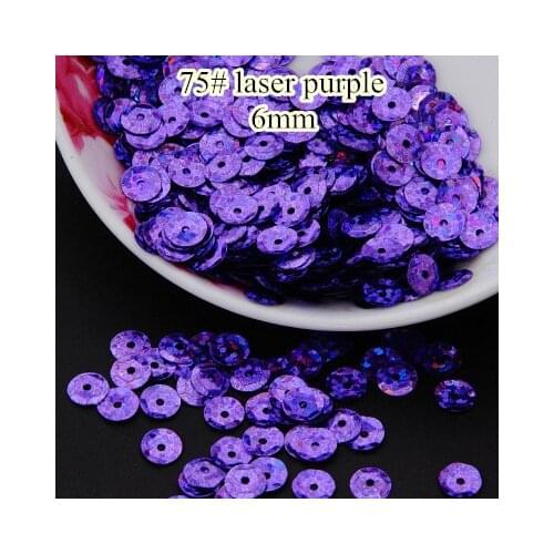 Laser Bright 50g 6mm Cup Round Sequins Laser Sequins Paillettes Sewing Sequins Decoration 75# Laser Purple Confetti