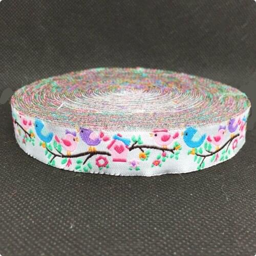 2015 new Cartoon ribbon 5/8' 16mm 10yard/set 100% polyester computer jacquard ribbon bird can accept customized MOQ-100yard