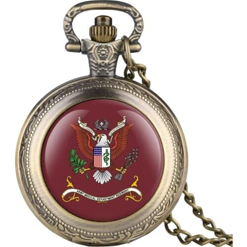 Mens Quartz Pocket Watch Eagle Red Pattern Pocket Watch for Boy Arabic Number Quartz Analog Watches for Teenager
