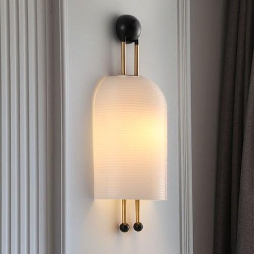 Postmodern minimalist living room bedroom wall lamp Nordic model room creative personality glass bedside wall lamp