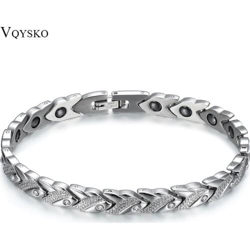 Fashion Stainless Steel Unisex Health Energy Bracelet With Magnetic Stone 2019 CZ crystal Bracelets Bangles Jewelry Wholesale