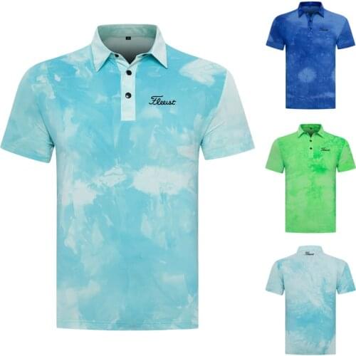Mens Golf T-shirt Summer Sports Golf Apparel Short Sleeve Shirt Dry Fit Breathable Polo Shirts for Men