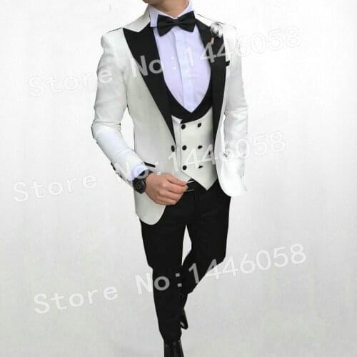 Men Wedding Suits 2019 New Costume Homme Formal White Blazer Slim Fit Best Man Groom Tuxedo Wedding Suits For Men Bridegroom