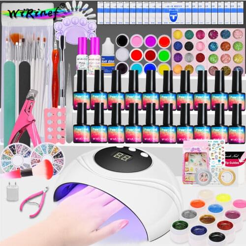 WiRinef Nail Beginner Kit Kinds Of Gel Nails Polish UV LED Dryer Lamp Manicure Soak Off Primer Gel Nail Set