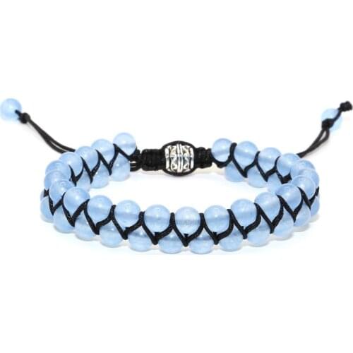 2021New 6mm Natural Aquamarine Braided Rope Bracelet Multi-layer Agate New Products Mens and Womens Custom Bracelet