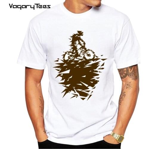 New Arrival 2019 Men Fashion Abstract Geometric mountain bicycle Printed T-Shirt Hipster Tee Cool Design Tops