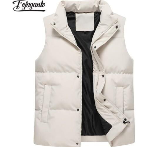 FOJAGANTO Autumn Mens Fashion Cotton Vest Korean Casual Couple Loose Vest Jacket Solid Color Basic Big Size Vest Coat Male