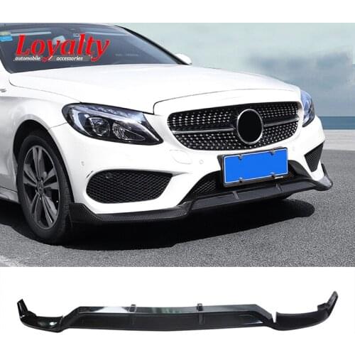 Loyalty Front Lip for Benz C Class Sport Models 2015-2018 W205 ABS Carbon Fiber Coating Style Front Bumper Spoiler Auto Styling