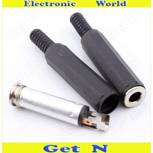 50pcs Plastic 6.5/6.35 Stereo 3-Pole/Pin Wire-In Female Connector Plug 3-Pin 6.5/6.35 Audio Connector
