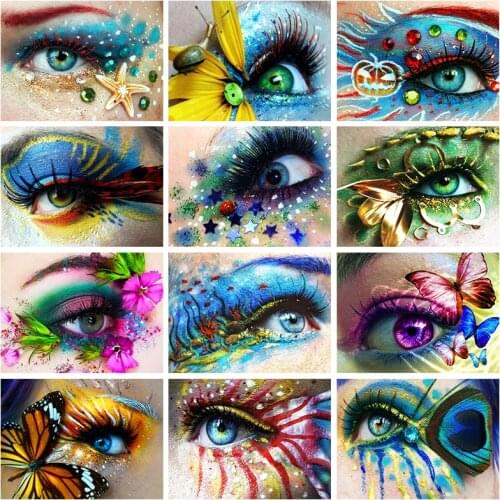 Full Square 5D Diy Diamond Painting Eye Cross Stitch Woman Diamond Embroidery Butterfly Rhinestones Mosaic Pictures Home Decor