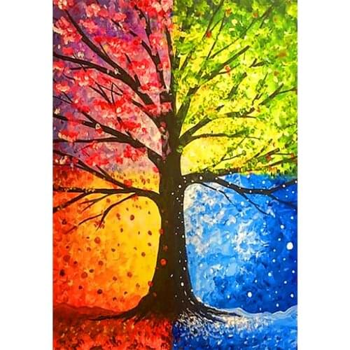 Full 5D Diy Diamond Painting Cross Stitch "Four seasons tree" 3D Diamond Embroidery Rhinestone Decor Paintings