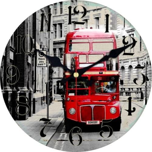 Shabby Chic,Street Bus Decor Watch,Antique Wall Watch,Big Wall Clocks
