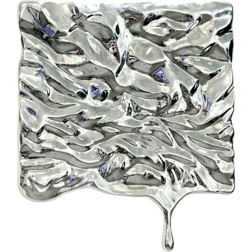 2021 Luxury Home Statue Wall Decoration Accessories Electroplated Silver Water wave Abstract Sculpture Wall Decor Resin Statues