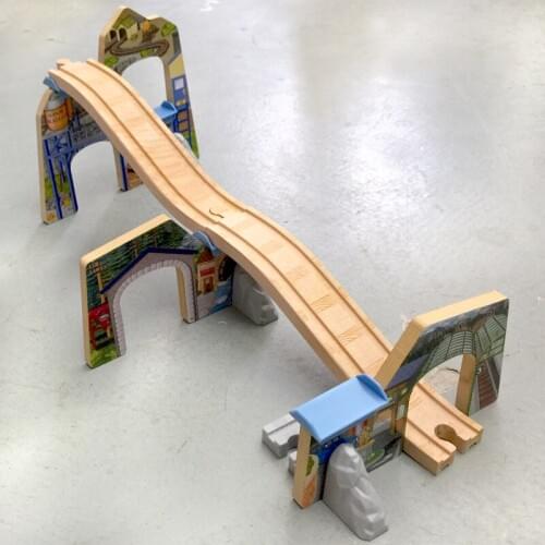 P119 luxury wood track special scene viaduct accessories portfolio Childs track toy gift compatible BIRO track
