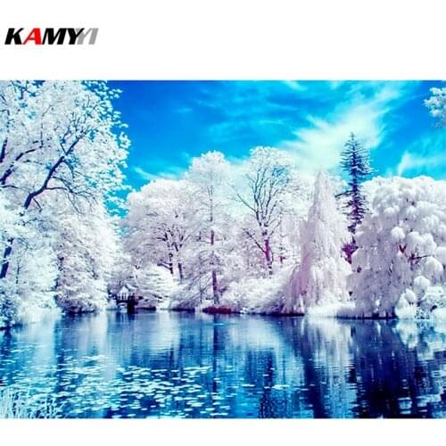 DIY Diamond Embroidery Winter Scenic Diamond Painting Landscape Cross Stitch Rhinestone Full Square Drill Diamond Mosaic Dec XY1
