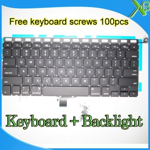 Brand New US keyboard+Backlight Backlit+100pcs keyboard screws For MacBook Pro 13.3" A1278 2008-2012 Years