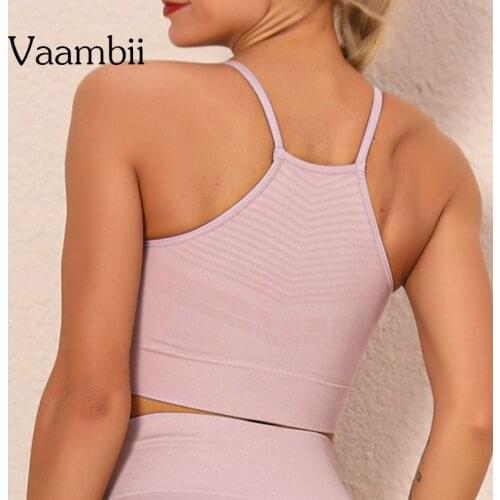 Open Back Sport Top With Cups Thin Straps Fitness Women Seamless Sports Yoga Bra Without Bones Black Wide Back Push Up Bra