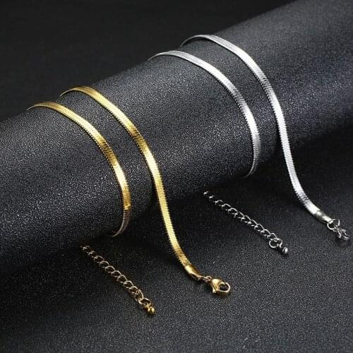 Trendy 4mm Length Adjustable Flat Snake Chain Choker for Women Stainless Steel Necklaces Elegant Street Party Wear Jewelry